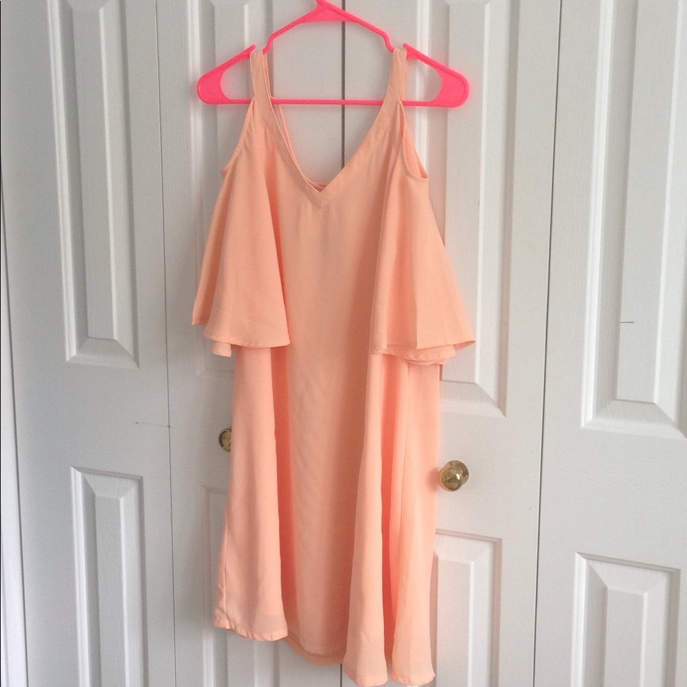 Peach Cold Shoulder shift dress
